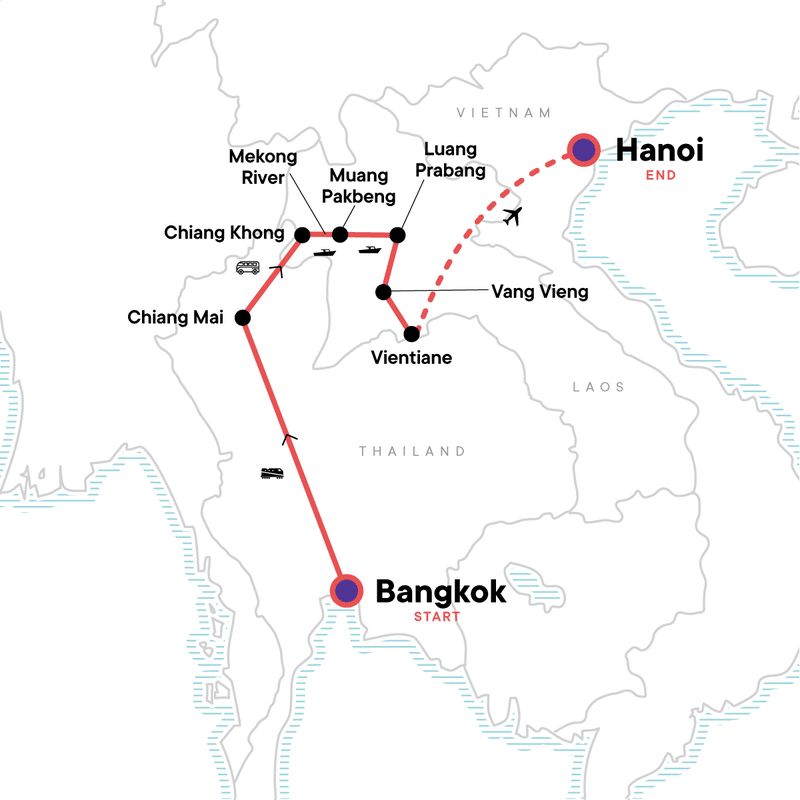 Bangkok to Hanoi Map 2021