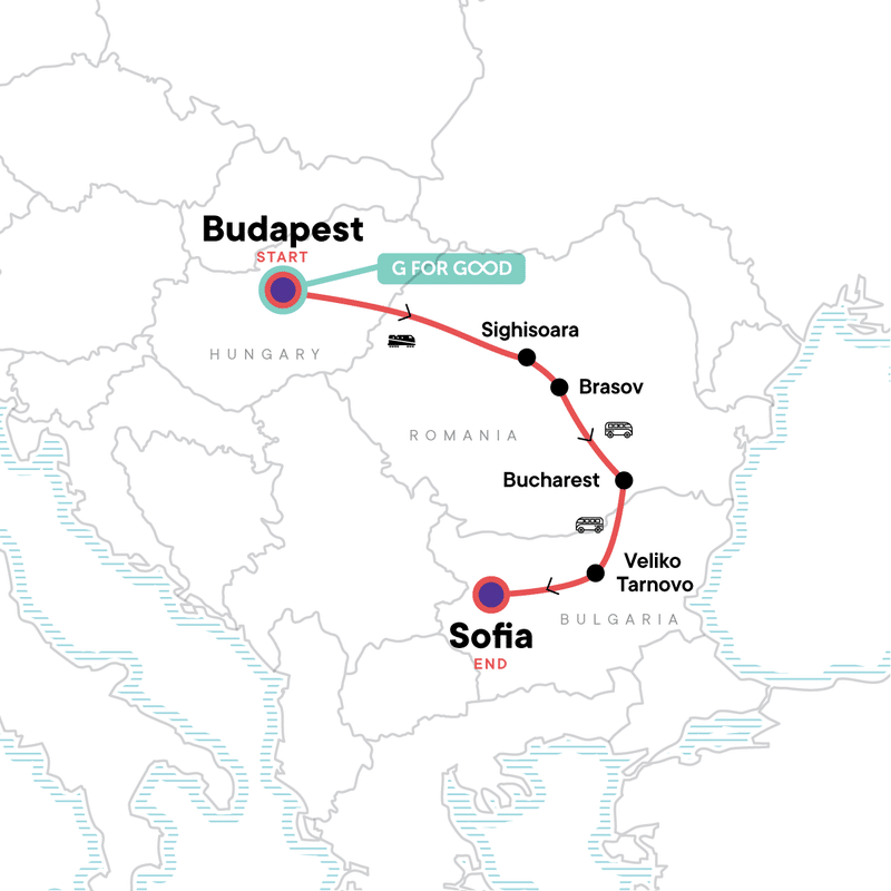 Budapest to Bulgaria Map 2021