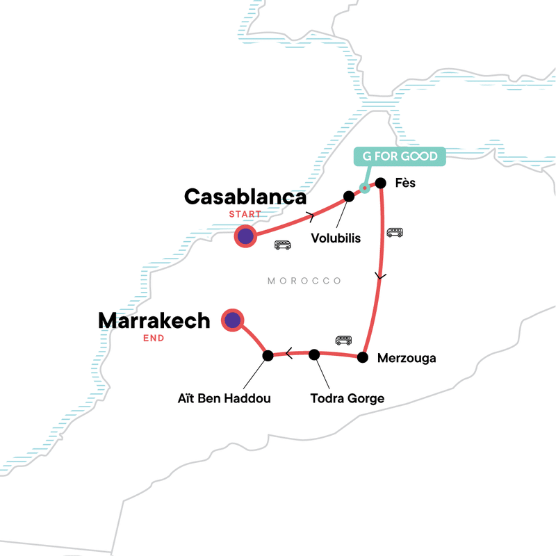 Morocco itinerary map