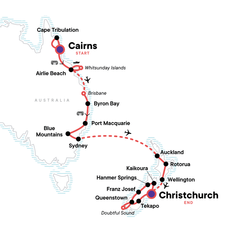 Map-of-the-route-for-Highlights-of-Australia-and-New-Zealand