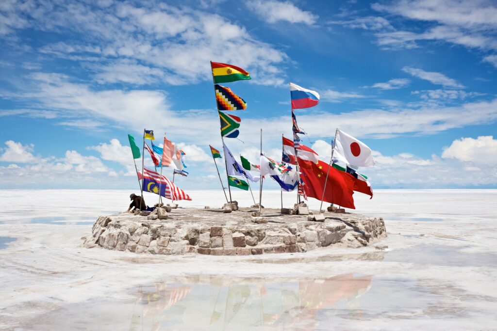 The Uyuni Salt Flats in Bolivia.
