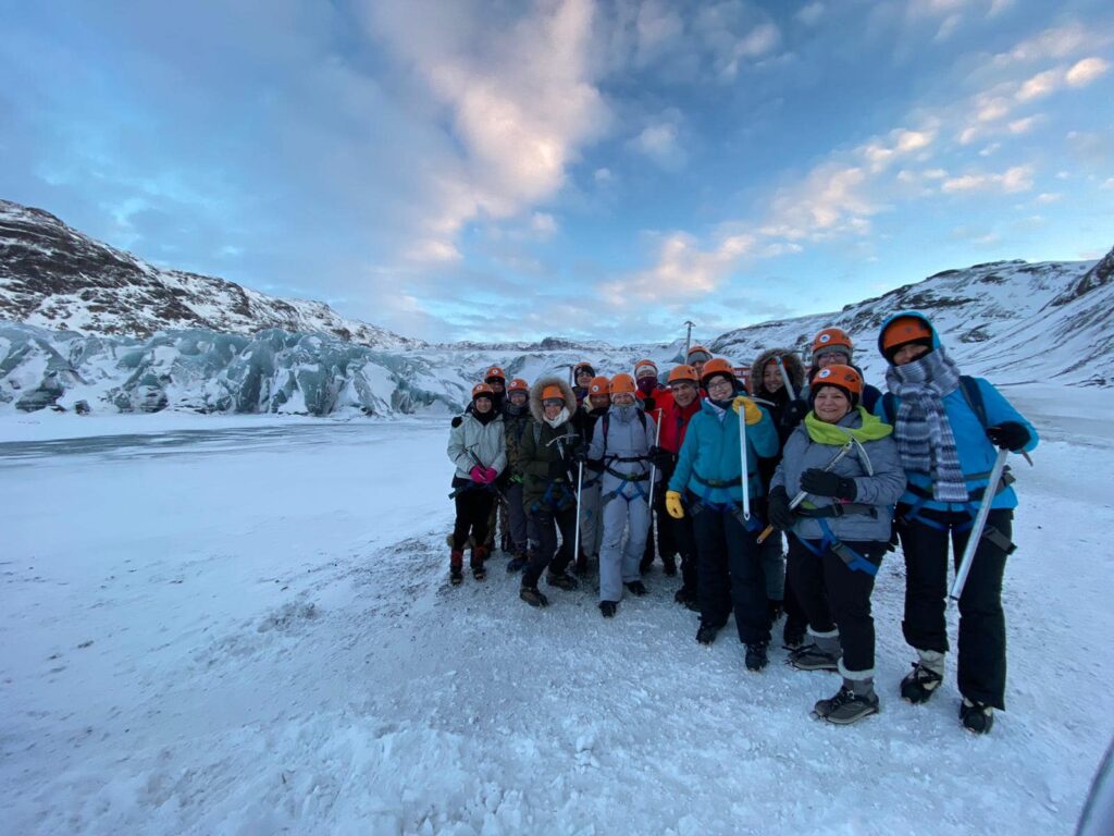 Teachers in the snow in Iceland